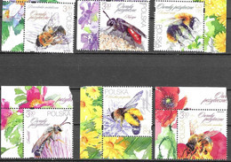 POLAND, 2021, MNH, BENEFICIAL INSECTS, BEES, 6v - Honeybees