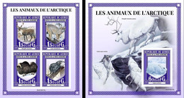 Guinea 2021, Animals, Artic Animals, Reen Deer, 4val In BF +BF IMPERFORATED - Fauna ártica