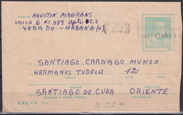 1968-EP-80 CUBA 1968 POSTAL STATIONERY ECHEVARRIA USED HABANA TO SANTIAGO DE CUBA. - Briefe U. Dokumente