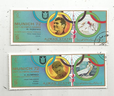 Timbre , JEUX OLYMPIQUES ,MUNICH 72 , AJMAN STATE,1972 , LOT DE 2 TIMBRES - Zomer 1972: München