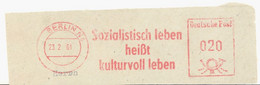 GERMANY. METER SLOGAN. LIVING SOCIALIST MEANS LIVING CULTURALLY. BERLIN. 1961 - Macchine Per Obliterare (EMA)