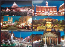 Roma Di Notte - Lotto Di 18 Cartoline A Col. FG ~102 X 213mm - Collezioni & Lotti