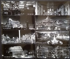 Roma Di Notte - Lotto Di 16 Cartoline A Bn FG ~88 X 208mm - Collections & Lots