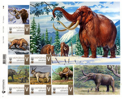 Ukraine 2021, Prehistoric Animals, Mammoth, Sheetlet Of 6v - Ukraine