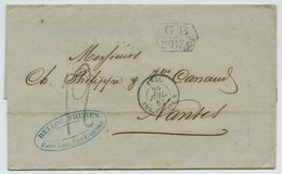 LàC 1862 De Lima (Pérou) Pour Nantes Par Londres Et Entrée Par Calais. - 1849-1876: Classic Period
