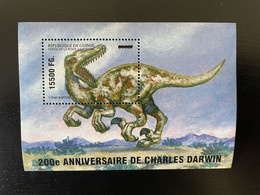 Guinée Guinea 2009 Mi. Bl. 1738 Surchargé Overprint Dinosaures Dinosaurier Dinosaurs 200e Anniversaire De Charles Darwin - Préhistoriques