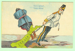 R183 -Illustration Satirique - Guerre 1914 - Italie écartelée Par Autriche - Vains Efforts - Chaîne, Biberon, Tétine - War 1914-18