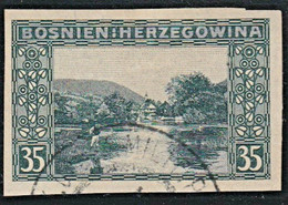 348.Austria Bosnia 1906 Definitive Lake Near Jajce Imperforated USED Michel #54 - Ongetande, Proeven & Plaatfouten