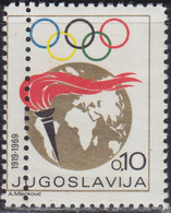 530.Yugoslavia 1969 Surcharge Olympic Week ERROR Double Perforation MNH - Non Dentelés, épreuves & Variétés