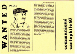 PAGES  Raymond   -  Wanted  Curriculum Vitae Notice Biographique - CPM 10,5x15 TBE 1987 Neuve - Pages