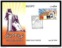 Egypt - 2013 - FDC - ( 25 January Revolution 2nd Anniversary - Tahrir Square, Cairo - Egypt ) - Brieven En Documenten