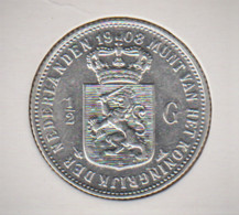 @Y@    Nederland  1/2  Gulden 1908   Wilhelmina   (5220)    XF+ - 1/2 Florín Holandés (Gulden)