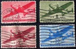 USA - 1941/44 - Mi:US 500A,501,503A,505  Yt:US PA26,27,29,31 O - Look Scan - 2a. 1941-1960 Gebraucht