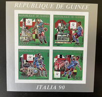 Guinée Guinea 1990 / 1993 IMPERF Silver Overprint Mi. 1403-1406b Kleinbogen Italia FIFA World Cup Football Fußball WM - 1990 – Italie