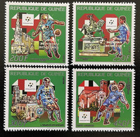 Guinée Guinea 1990 / 1993 INVERTED Silver Overprint Mi. 1403-1406b Italia FIFA World Cup Football Fußball WM - 1990 – Italie