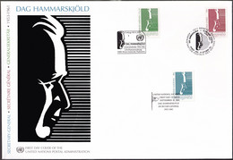 UNO NEW YORK - WIEN - GENF 2001 TRIO-FDC Dag Hammarskjöld - Emisiones Comunes New York/Ginebra/Vienna