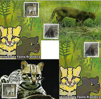 Brazil 2012 2 Complete Series With 2 Maximum Card Eache Brazilian Fauna Animal Feline Mammal Wild Cat - Autres & Non Classés