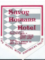 Etiquette Valise Et Malle/ Hotel/ ASIE/ Savoy Homann Hotel / West JAVA/ Indonésie/Années 1980 EVM65ter - Adesivi Di Alberghi
