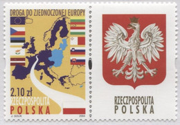 Poland 2004, Mi 4105 Way To United Europe, Flags, Coat Of Arms Of Poland, Eagle **MNH - Timbres