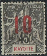 Mayotte 1912 Yv. N°28 - 10c S. 45c  - Oblitéré - Used Stamps