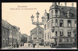 76m * RHEINDALEN * MÜHLENSTRASSE MIT BÜRGERMEISTER-AMT UND STRASSENBAHN * 1910 NACH GODESBERG **! - Mönchengladbach