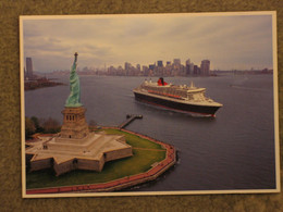 CUNARD QUEEN MARY 2 (QM2) PASSING STATUE OF LIBERTY - Steamers