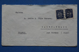 T16  PORTUGAL BELLE LETTRE ASSEZ RARE  1950 LISBOA A ST FELIX FRANCE +PAIRE DE T.P 1$75   $ - Briefe U. Dokumente