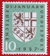 Saarland Mi 249 Y&T 125 1957 Neuf Sans Charniere POSTFRIS / MNH / **  Germany BRD Allemange - Ungebraucht