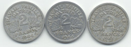 2 FRANCS 1943 + 1944 + 1944 C FRANCISQUE - 2 Francs