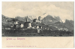 Gruss Aus SARGANS: Obstbaumfeld Mit Städtchen ~1900 - Sargans