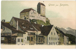 Gruss Aus SARGANS: Stadtpassage Nahansicht, Coloriert ~1900 - Sargans