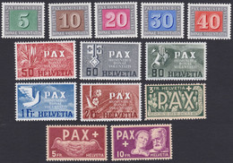 SUISSE, 1945,  Série De La Paix (Yvert 405 Au 417) - Ongebruikt