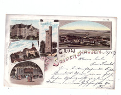 0-5400 SONDERSHAUSEN, Lithographie 1897, Bismarck Turm, Staatsschule, Schloss, Lohhalle, Kl. Druckstelle - Sondershausen