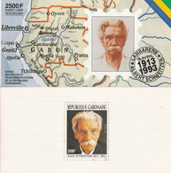 GABON  CARNET PRESTIGE ALBERT SCHWEITZER  6 PAGES DE TEXTES ET 3 DE TIMBRES ET BLOCS (COUVERTURE DETACHE) - Albert Schweitzer