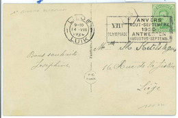 BK1881 - BELGIUM - POSTAL HISTORY - RARE Olympic Games  EXPO 1920  POSTMARK: 1st Day Of GAMES! - Zomer 1920: Antwerpen