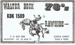 Horse, Rodéo Cow Boy Rawhide On Old Card From Walter Beck, Corpus Christi, Texas, USA (KDK 1589) About 1970 - CB