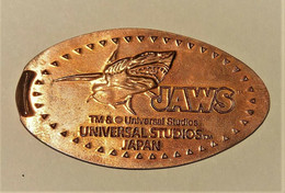 Pressed Coins Souvenir Medallion Médaillon Medaille Jaws Requin Les Dents De La MER - Pièces écrasées (Elongated Coins)