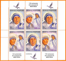 A5718 - CENTRAL AFRICAN REP - ERROR, 2020, МISPERF MINIATURE SHEET: Mother Theresa - Madre Teresa