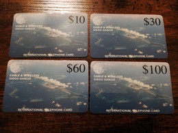 DIEGO GARCIA  $10,$30,$60,$100,- SECOND ISSUE  ( RRRRR)   DGA-R05A-DGA-R08A  550 MICRON  MINT CARD   **5616** - Diego-Garcia