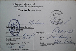 H 11 Facture/document /lettre / Prisonniers De Guerre Stalag IX B - WW II