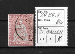 1854-1862 Helvetia (ungezähnt) →  Einkreis Rundstempel ST.GALLEN    ►SBK-24B4.V◄ - Gebraucht