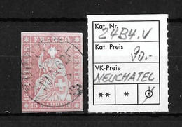 1854-1862 Helvetia (ungezähnt) →  Einkreis Rundstempel NEUCHATEL    ►SBK-24B4.V◄ - Gebraucht