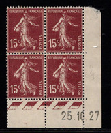 FRANCE N°189* TYPE SEMEUSE COIN DATE DU 25/10/27 - ....-1929