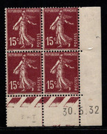 FRANCE N°189* TYPE SEMEUSE COIN DATE DU 30/5/32 - ....-1929