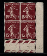 FRANCE N°189* TYPE SEMEUSE COIN DATE DU 20/6/33 - ....-1929