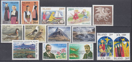 ++G2511. Iceland 1989. Year Set (excl. Bloc (*)). AFA 696-710. Michel 697-713. MNH(**) - Komplette Jahrgänge