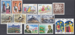 ++G2511. Iceland 1989. Year Set (excl. Bloc (*)). AFA 696-710. Michel 697-713. MNH(**) - Annate Complete