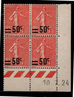 FRANCE N°221* TYPE SEMEUSE COIN DATE DU 10/7/24 - ....-1929