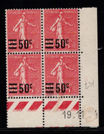 FRANCE N°224* TYPE SEMEUSE COIN DATE DU 19/11/24 - ....-1929