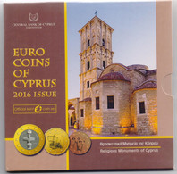 CYPRUS 2016 EURO COINS UNC SET IN OFFICIAL CENTRAL BANK'S BLISTER/FOLDER - Cyprus